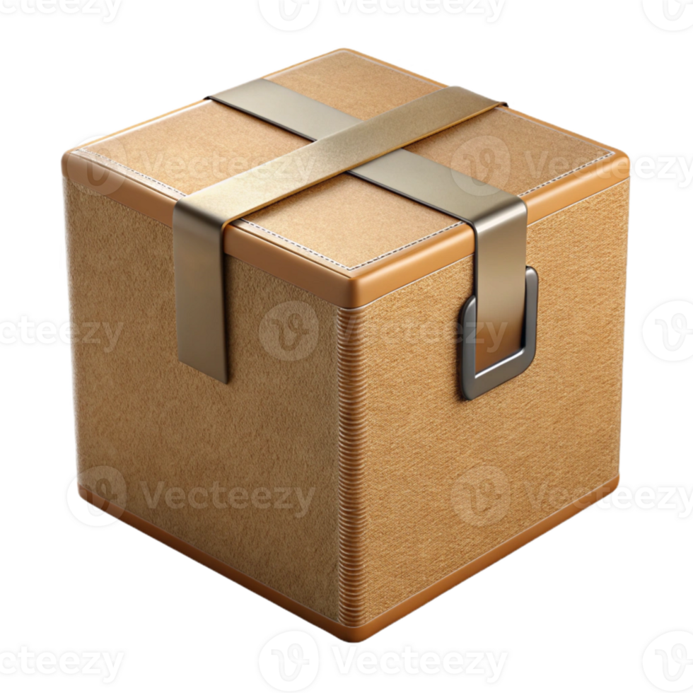 wonderful rustic Square Cardboard Box with Open Lid Transparent Background high quality png