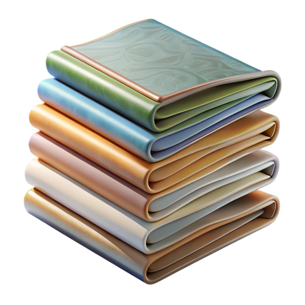 vibrant minimalist Stacked Fashion Magazines Side View Isolated png
