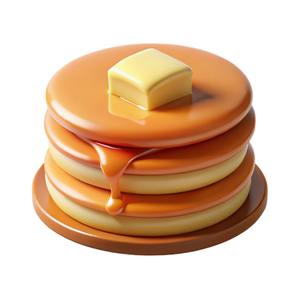 beautiful traditional Stacked Pancakes with Butter Transparent Background original png