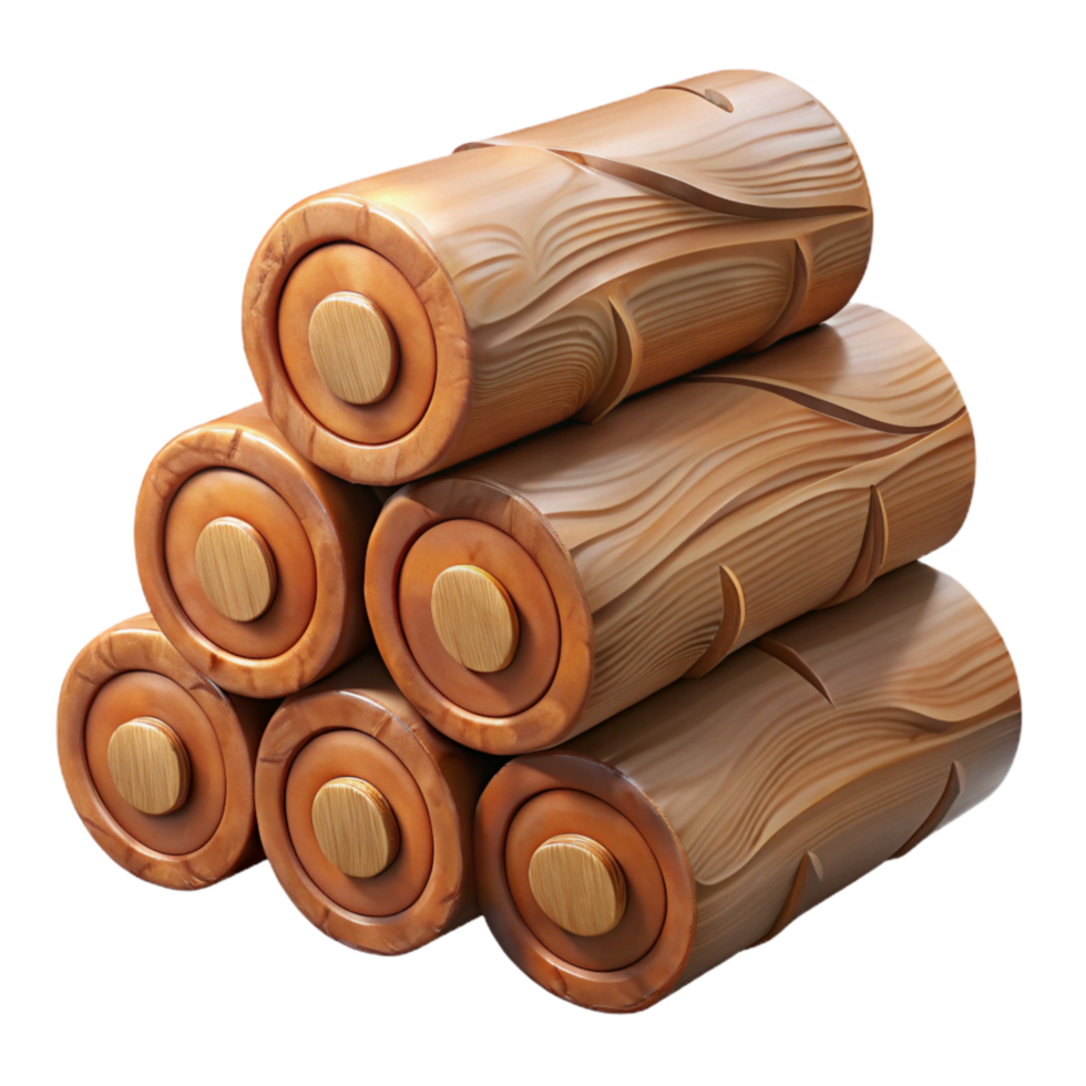vibrant traditional Stacked Wooden Logs Texture Isolated Element professional png