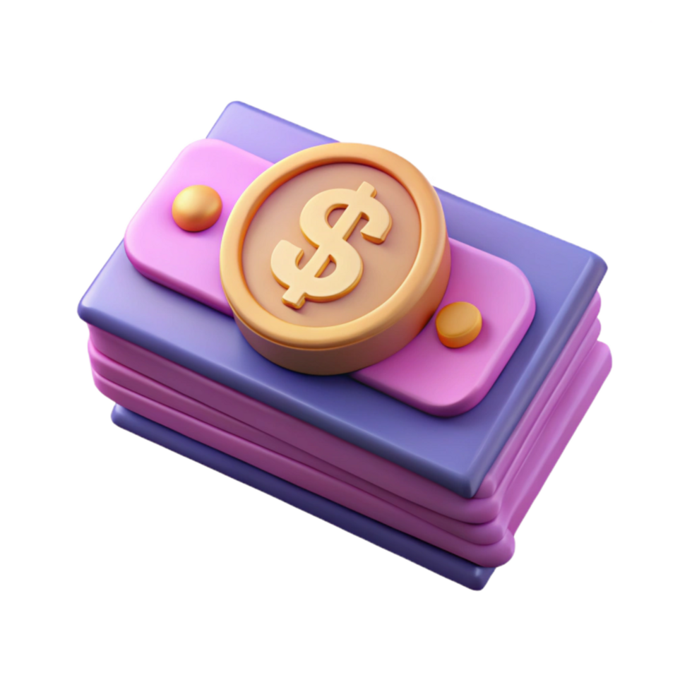 wonderful minimalist Stack of Paper Money with Dollar Sign Transparent Background high quality png