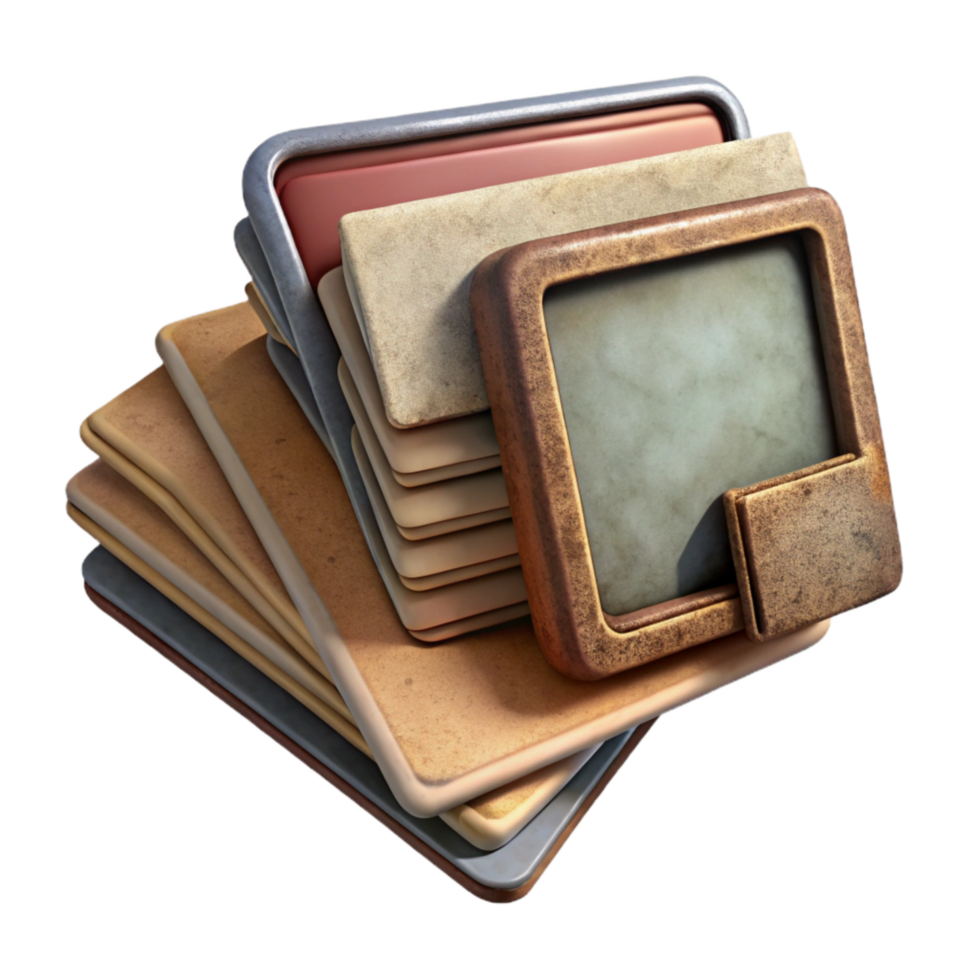 magnificent abstract Stack of Vintage Photos Faded Color Transparent Background original png