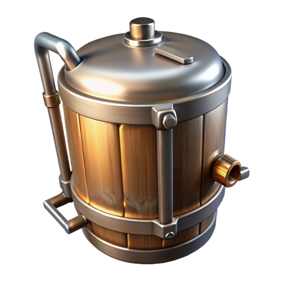 beautiful modern Stainless Steel Mash Tun Transparent Background high resolution png