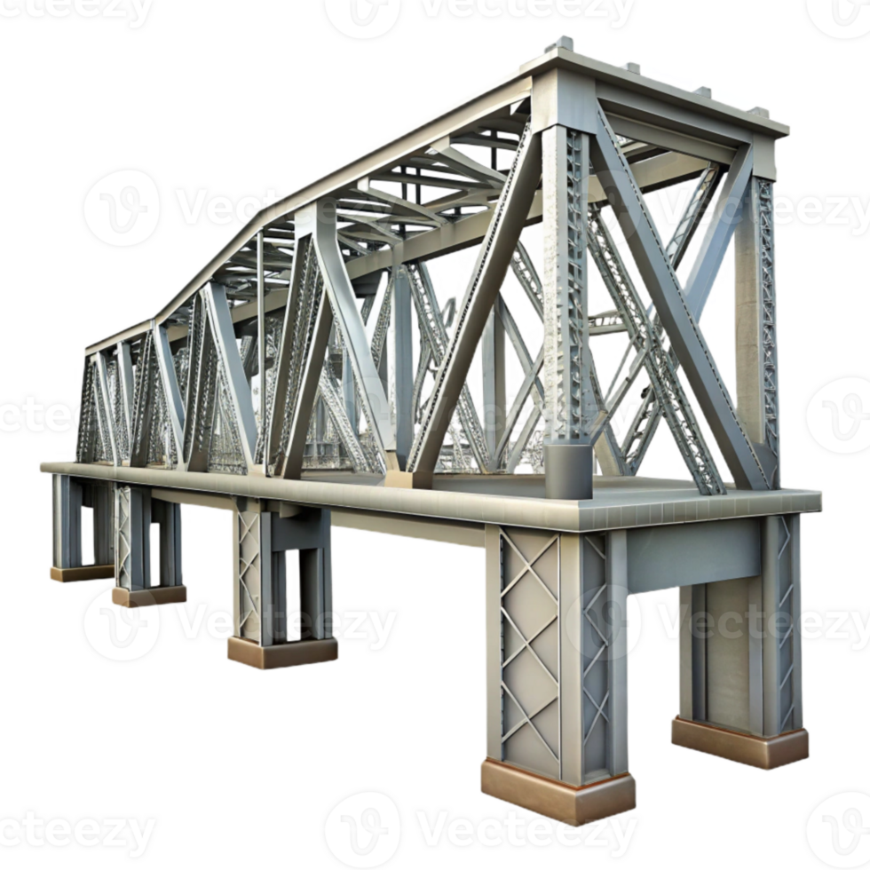 impressive artistic Steel Bridge Structure Side View Transparent Background original png