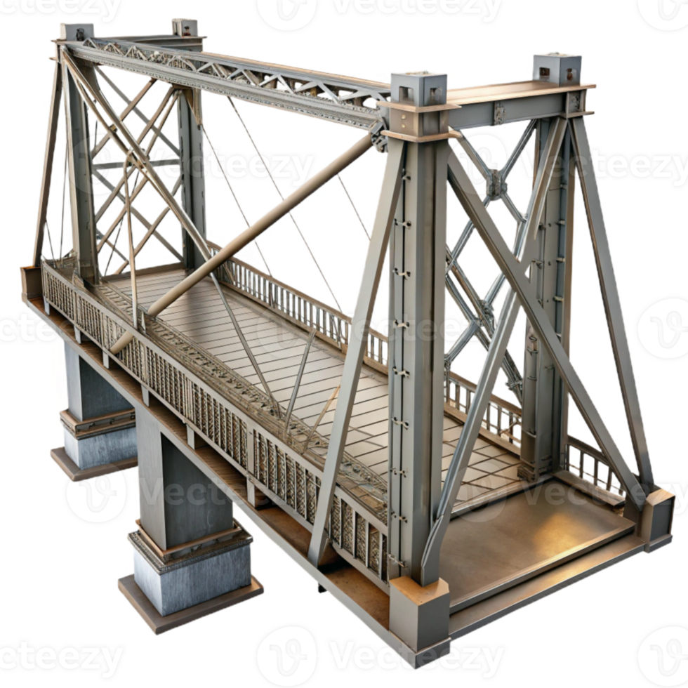 impressive traditional Steel Bridge Structure with Cables Transparent Background authentic png