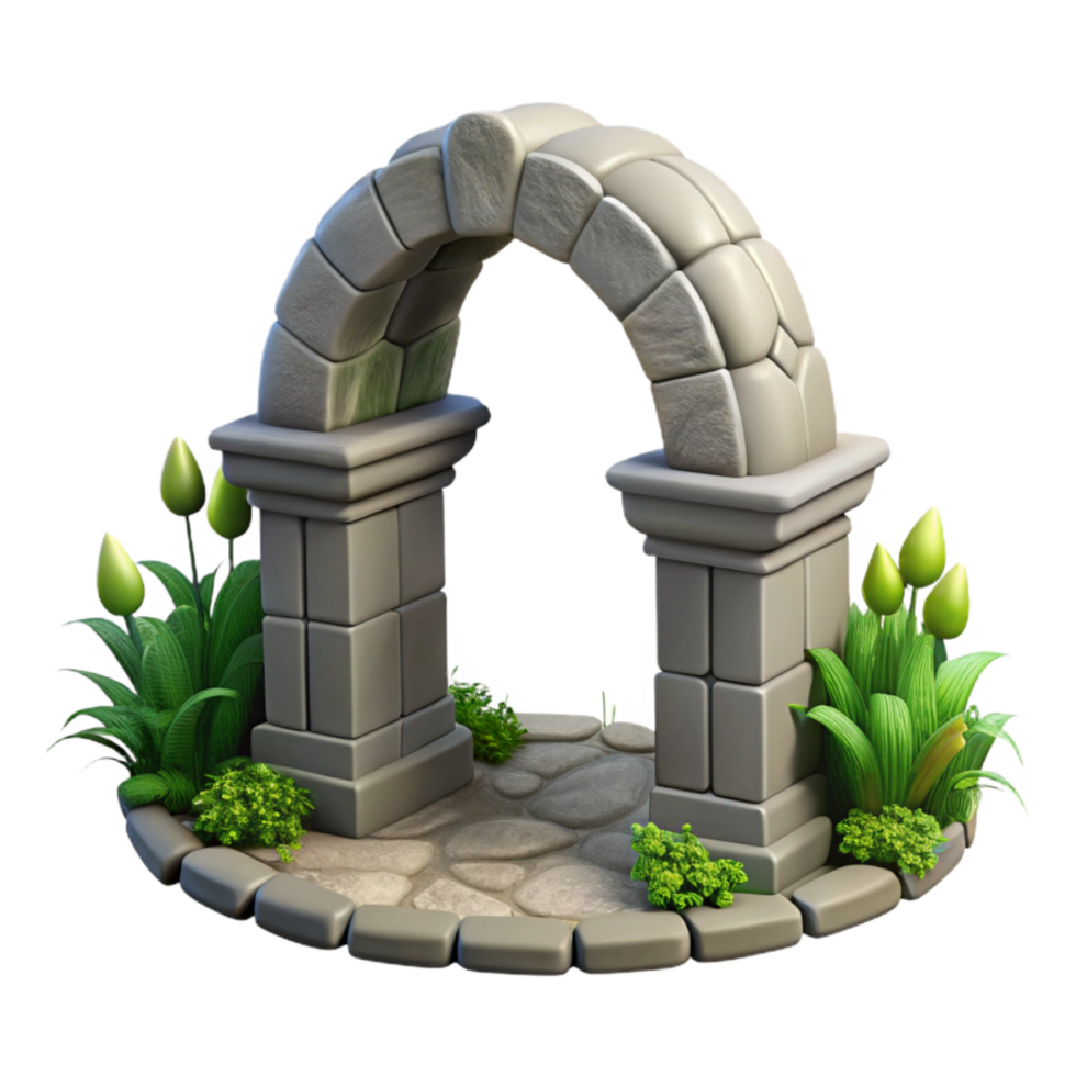 extraordinary rustic Stone Archway in Garden Transparent premium png