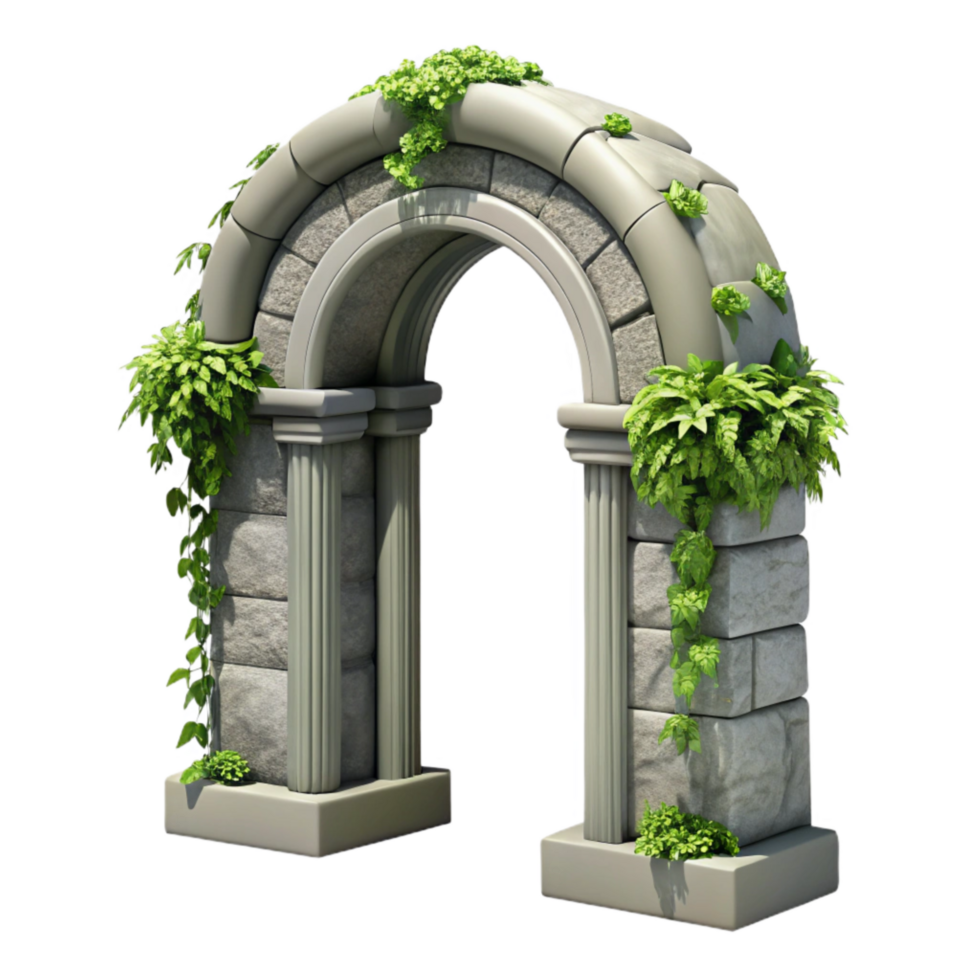 impressive contemporary Stone Archway with Vines Transparent high quality png