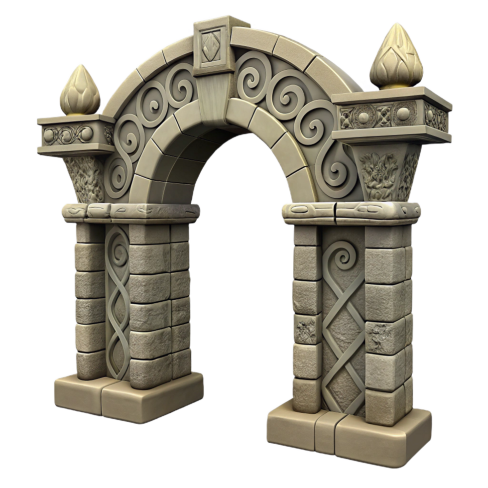 dramatic creative Stone Archway with Decorative Carvings Cutout high resolution png