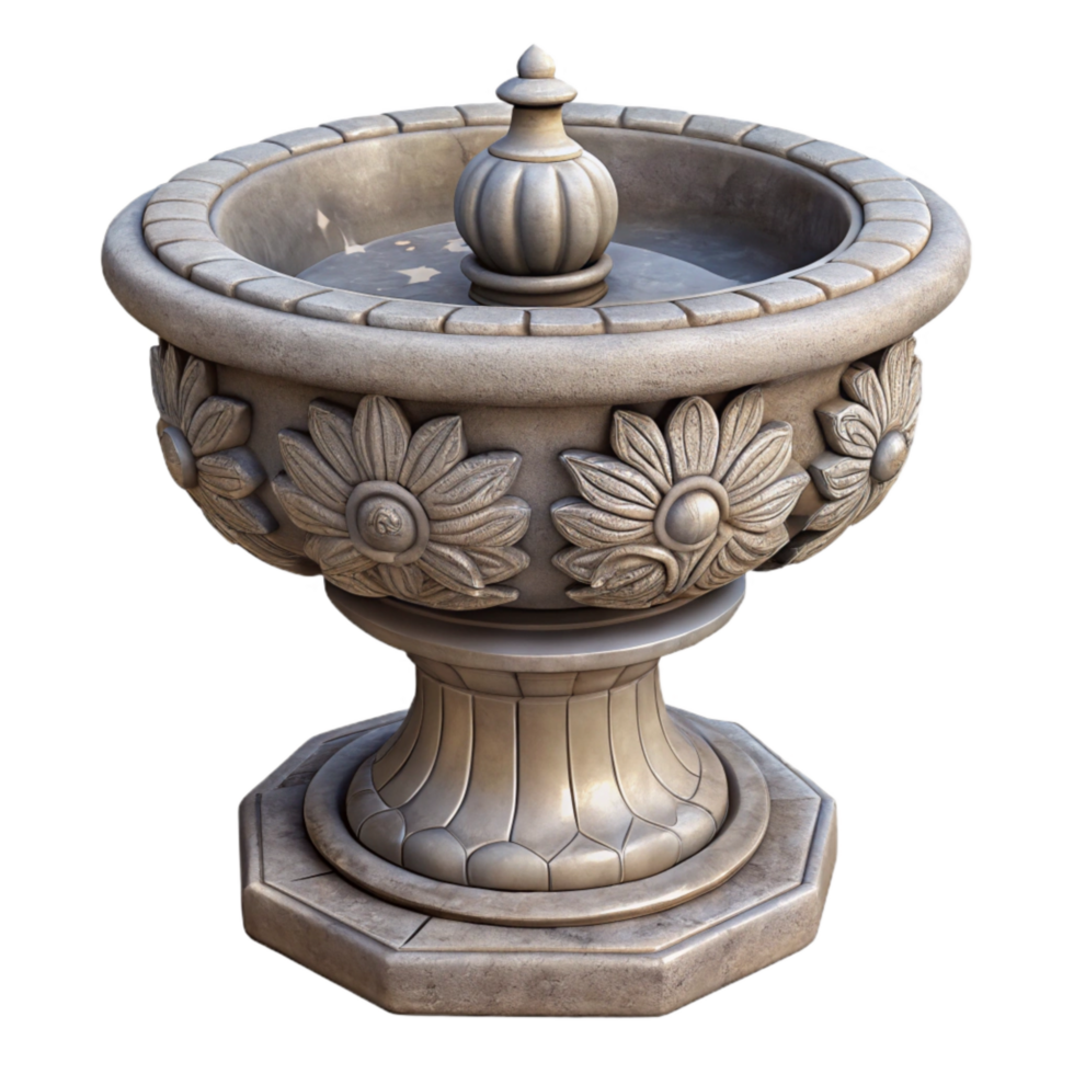 serene contemporary Stone Bird Bath Ornate Design Transparent professional png
