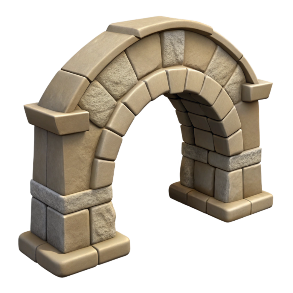 wonderful rustic Stone Bridge Archway Perspective View Isolated Element genuine png