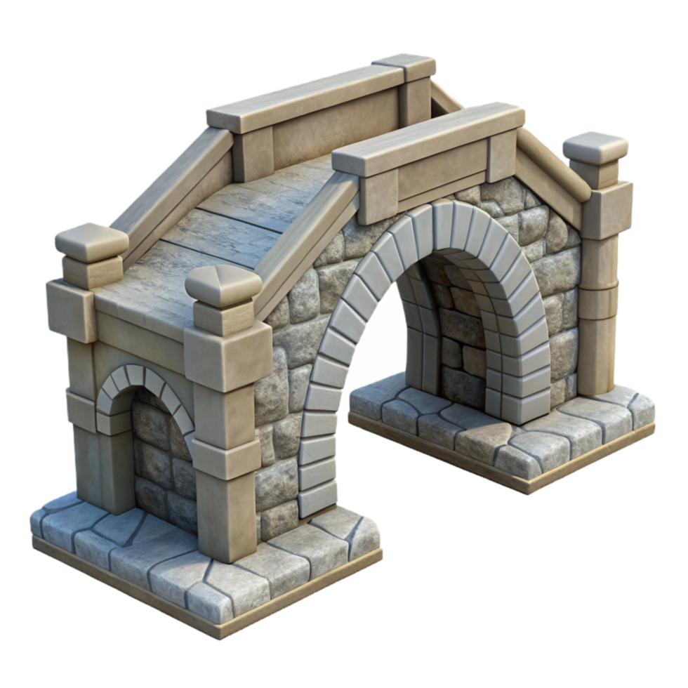 vibrant rustic Stone Bridge Cutout with Arch Detail high resolution png