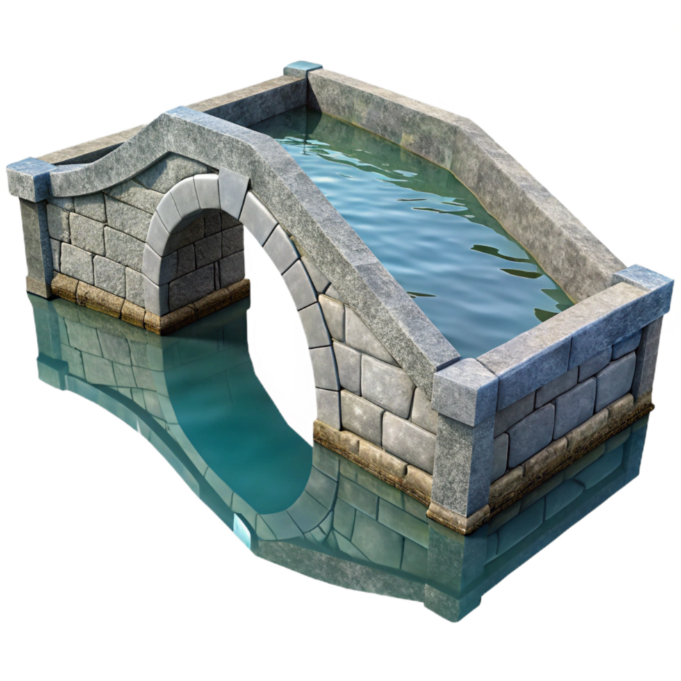beautiful classic Stone Bridge Reflected in Water Transparent Background premium png