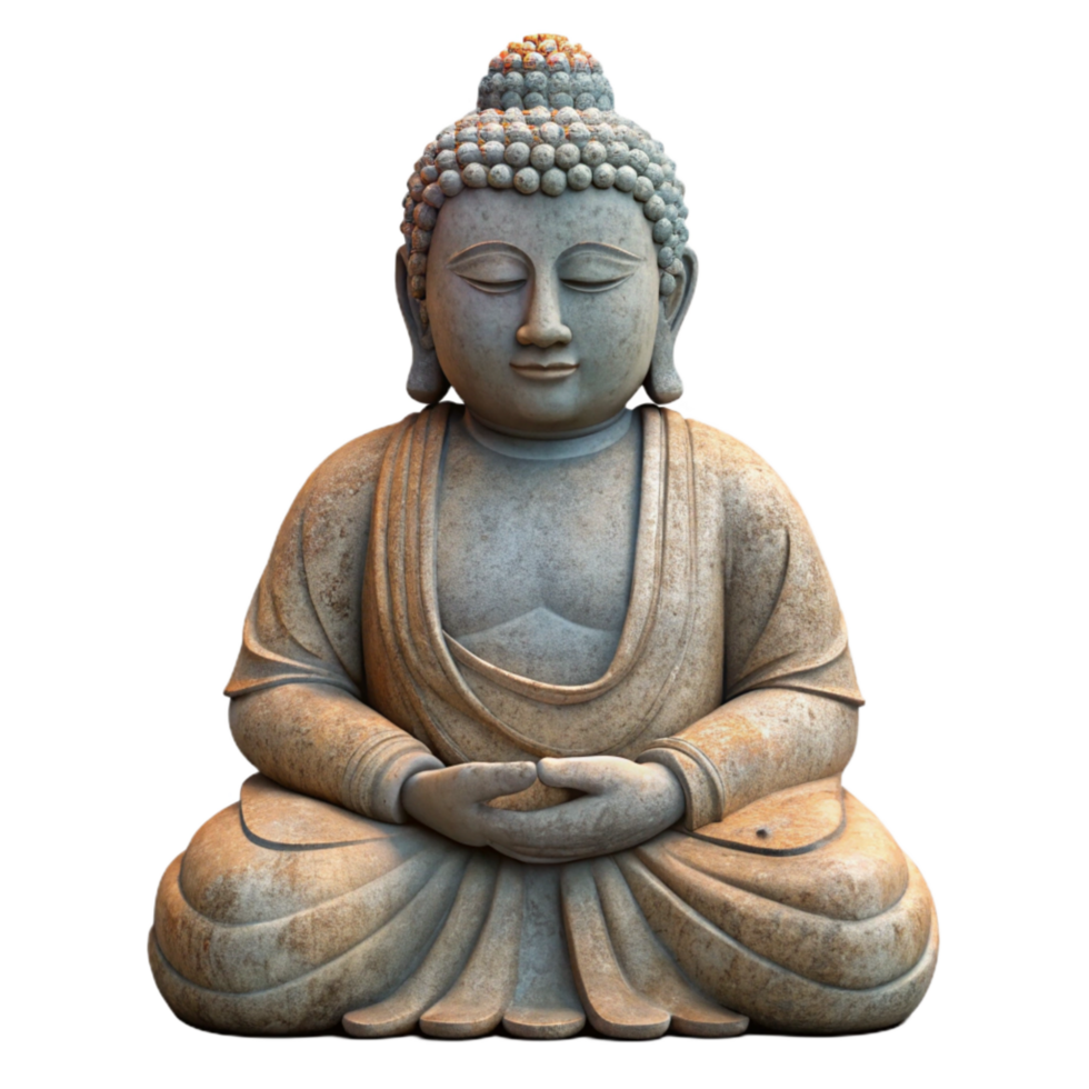 impressive vintage Stone Buddha Statue Front View Isolated high resolution png