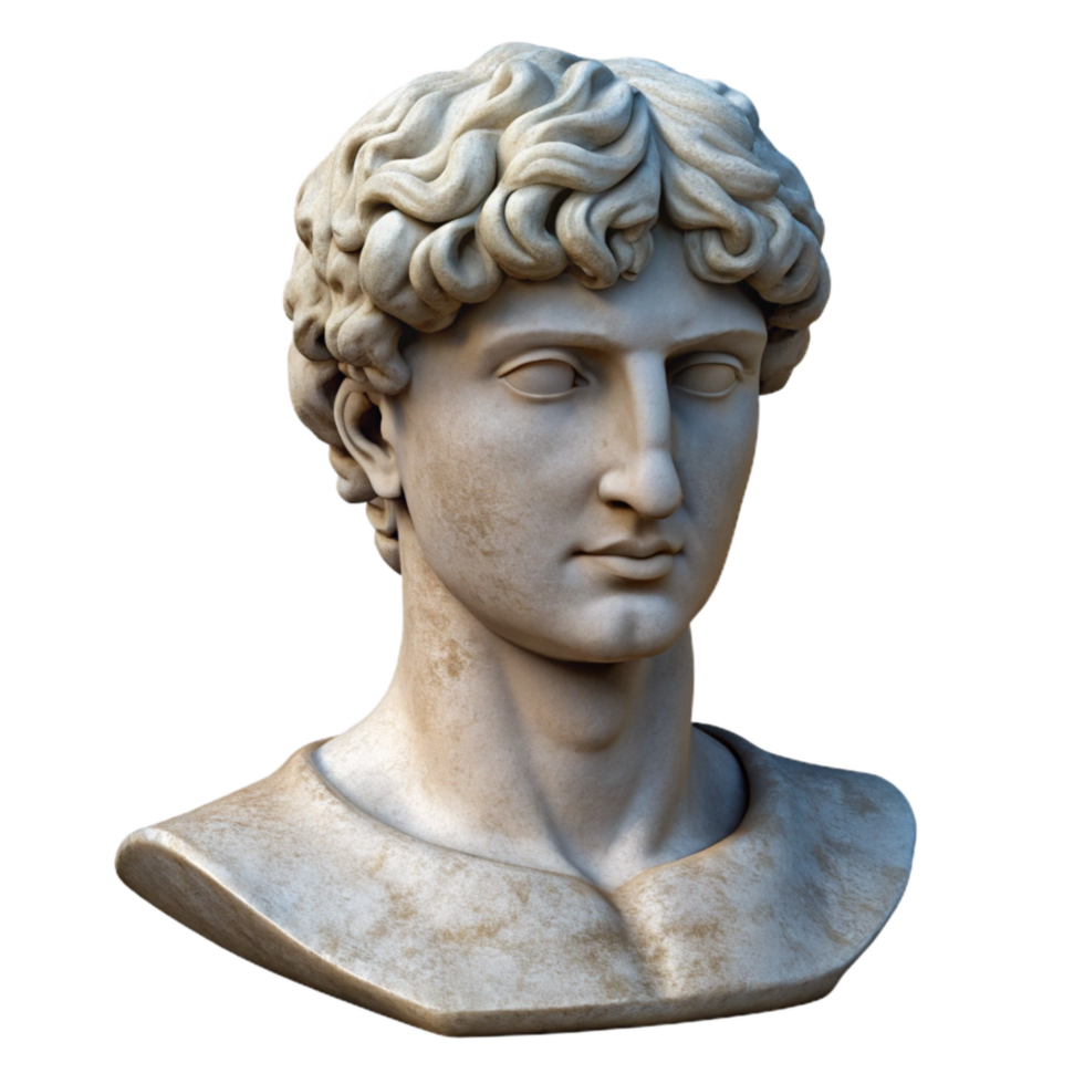 beautiful artistic Stone Bust Classical Figure Isolated on White high quality png