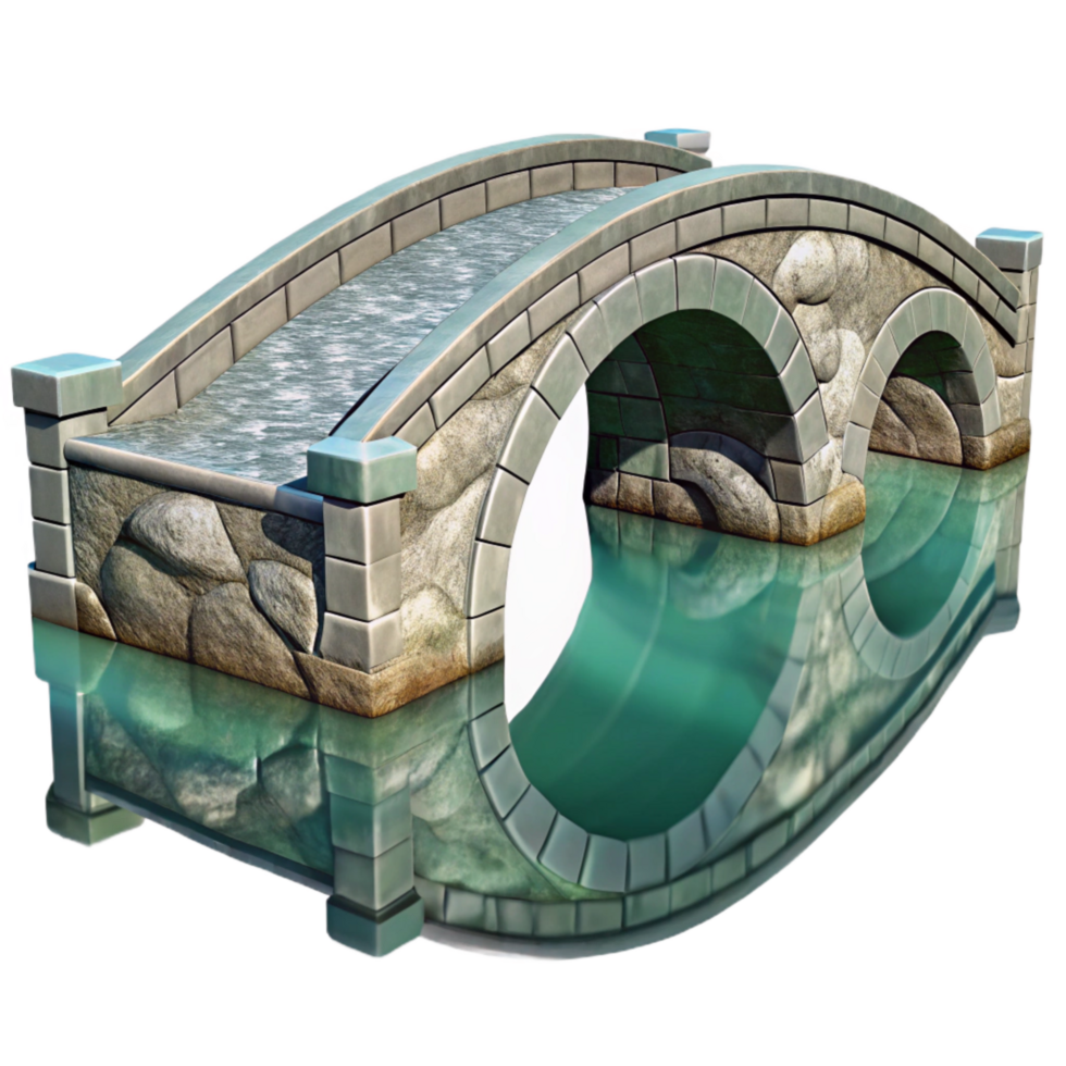 dramatic rustic Stone Bridge Reflection in Water Cutout high resolution png
