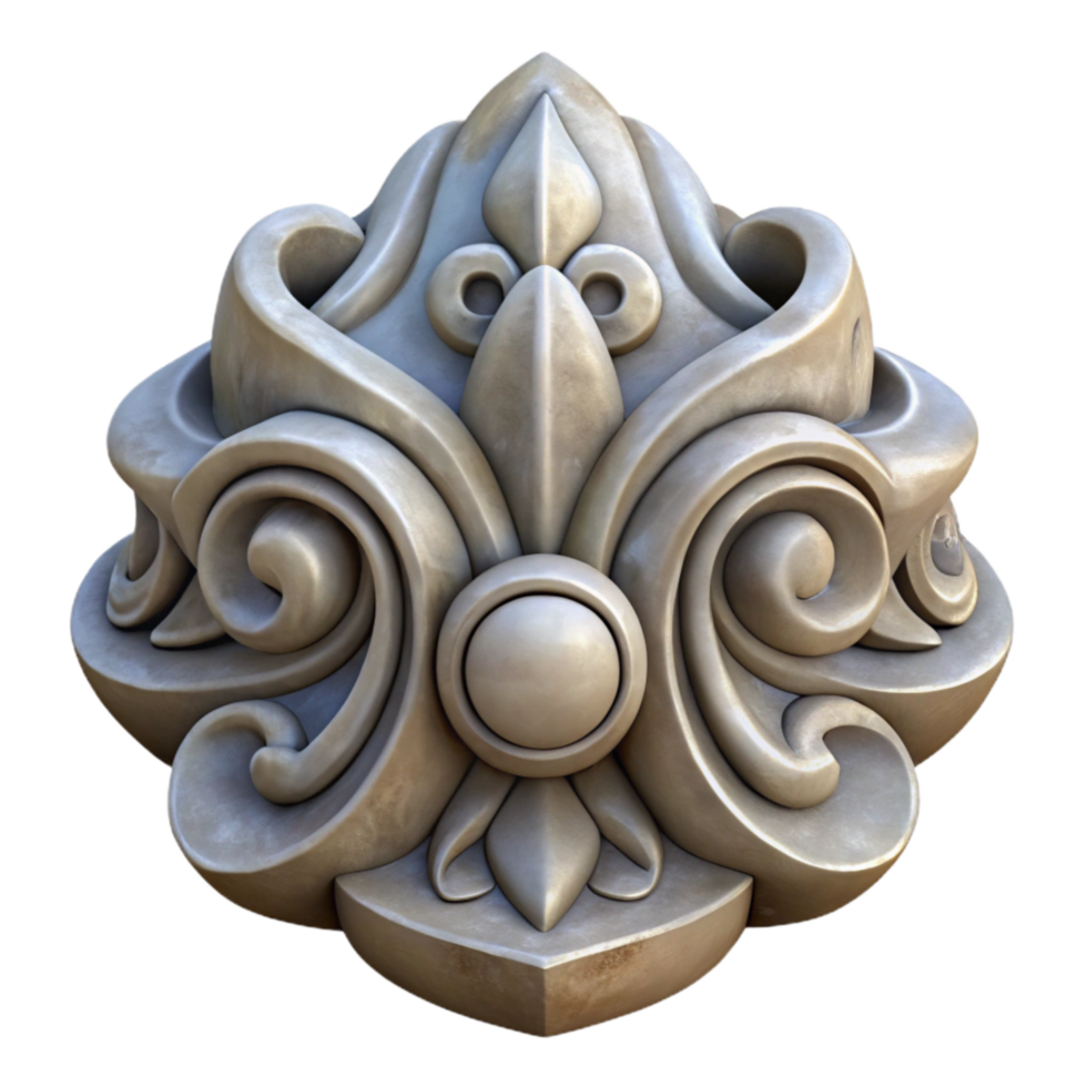 impressive contemporary Stone Carving Ornament Front View Isolated original png