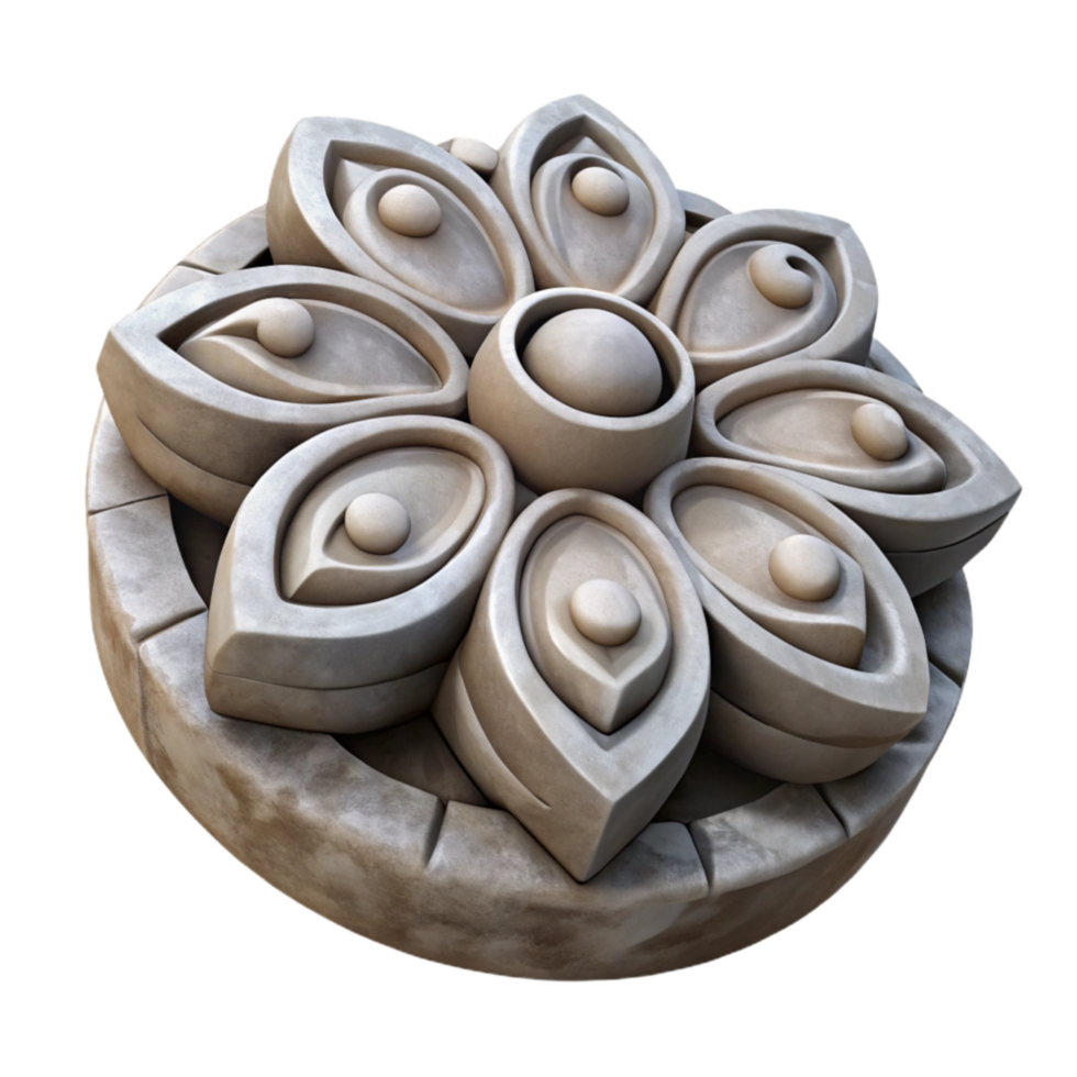extraordinary classic Stone Carving Ornament Front View Isolated png