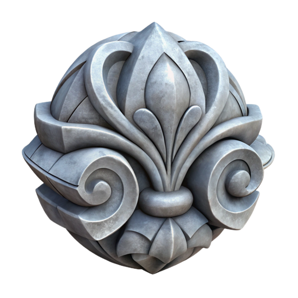 magnificent classic Stone Carving Ornament Front View Isolated authentic png