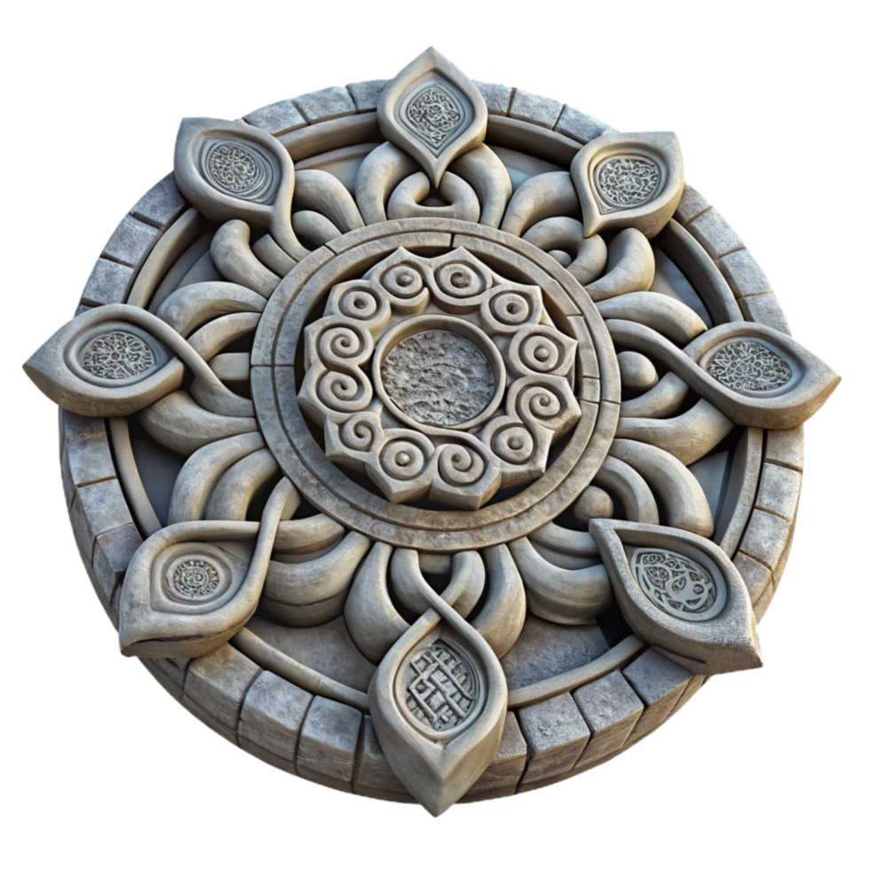 stunning rustic Stone Carving Intricate Pattern Element professional png
