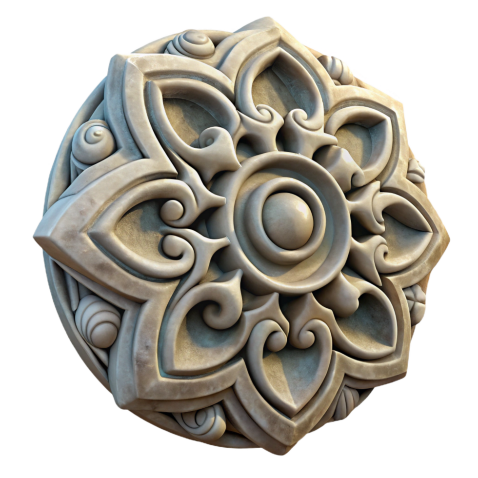 beautiful modern Stone Carving Ornament Transparent Background professional png