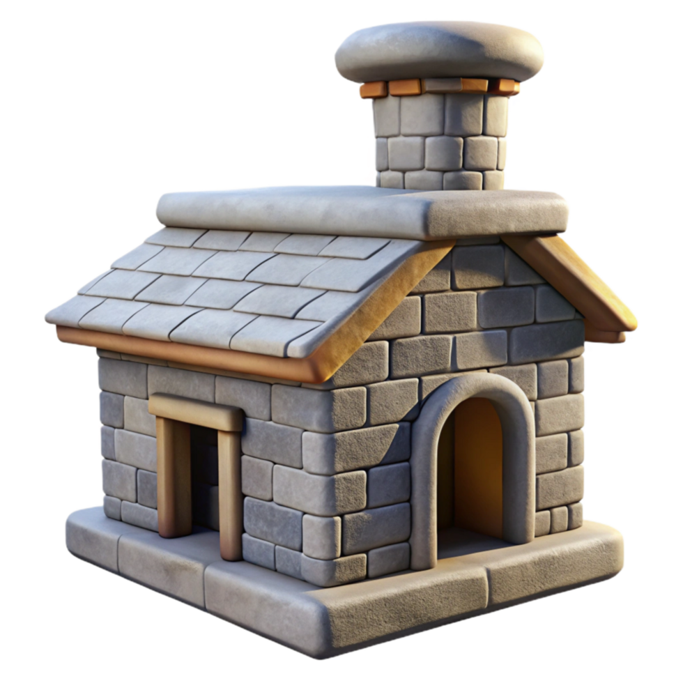 serene artistic Stone Cottage Chimney Detail Transparent Background exclusive png