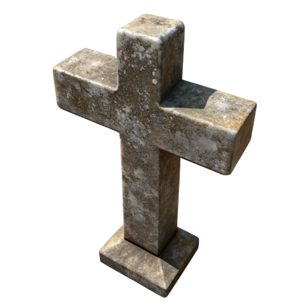 dramatic traditional Stone Cross Front View Isolated detailed png