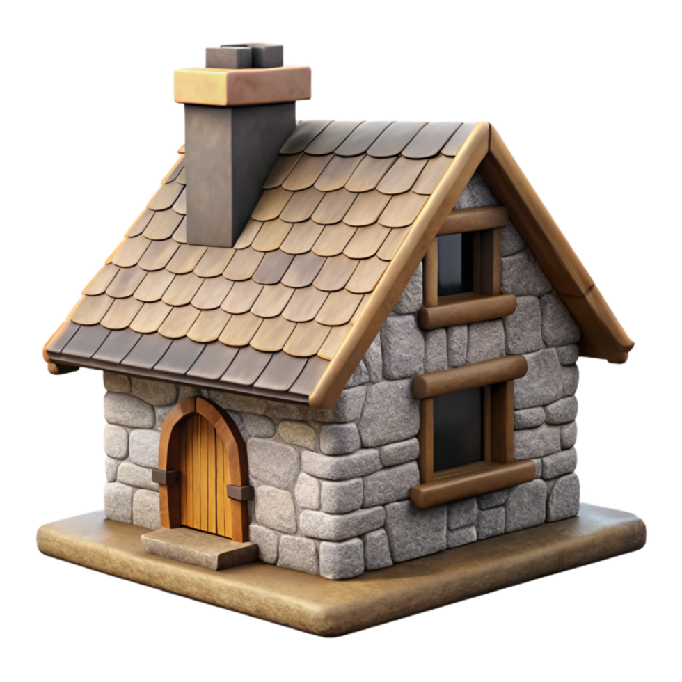 stunning traditional Stone Cottage with Chimney Isolated exclusive png