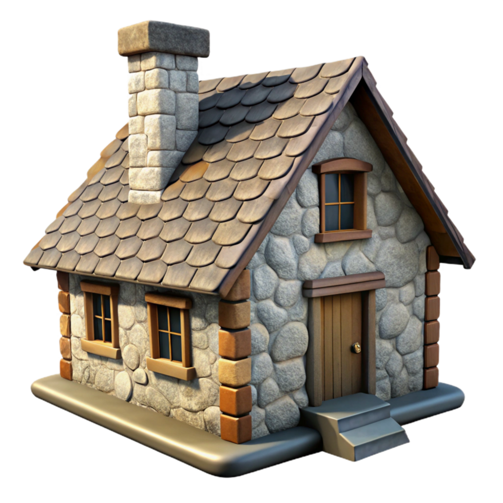 impressive rustic Stone Cottage with Chimney Isolated genuine png