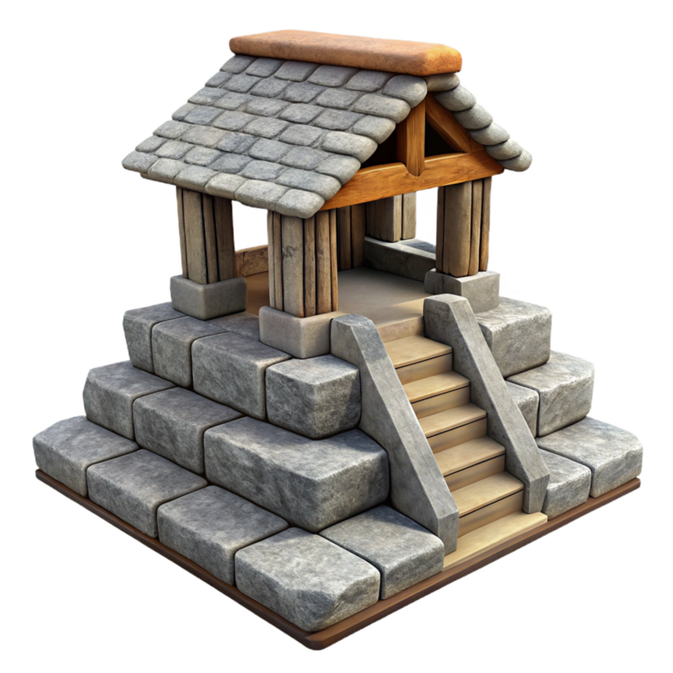impressive vintage Stone Farmhouse Foundation Isolated with Steps authentic png