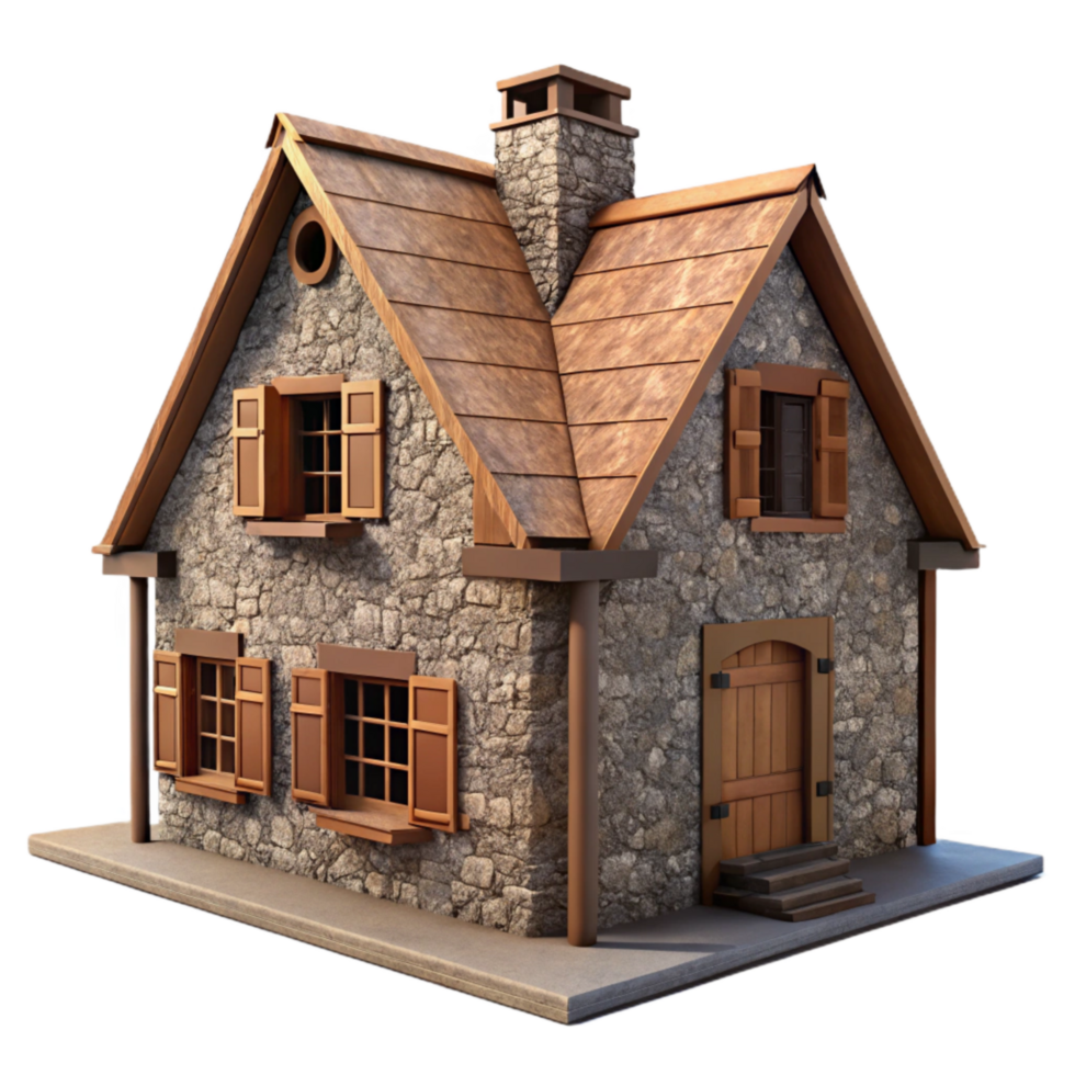 impressive artistic Stone Farmhouse Isolated on Transparent Background Front View original png