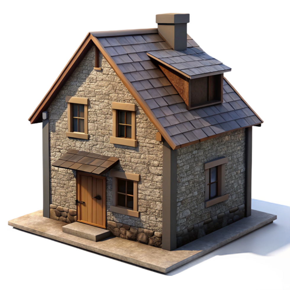 magnificent creative Stone Farmhouse Isolated with Dramatic Shadows genuine png