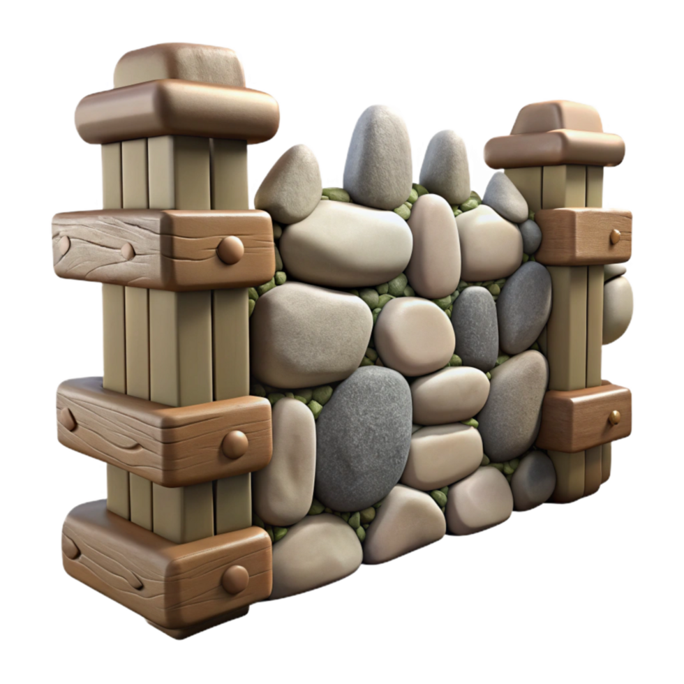 dramatic traditional Stone Fence Rustic Style Cutout authentic png