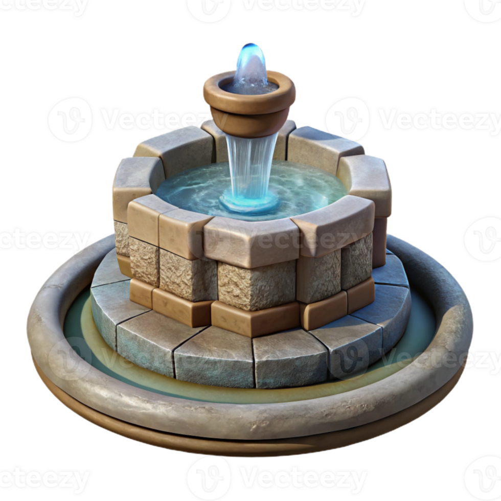 elegant abstract Stone Fountain Transparent with Water Flow exclusive png