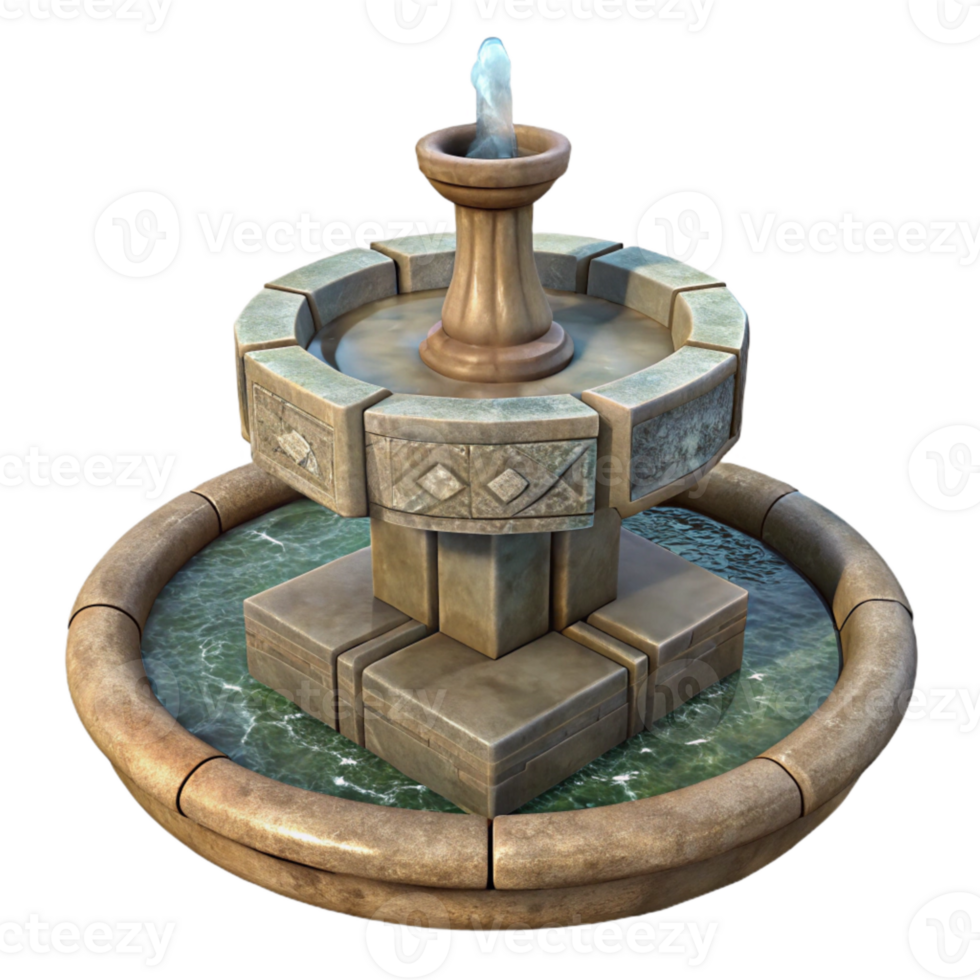 dramatic abstract Stone Fountain Water Spray Effect Transparent Element premium png