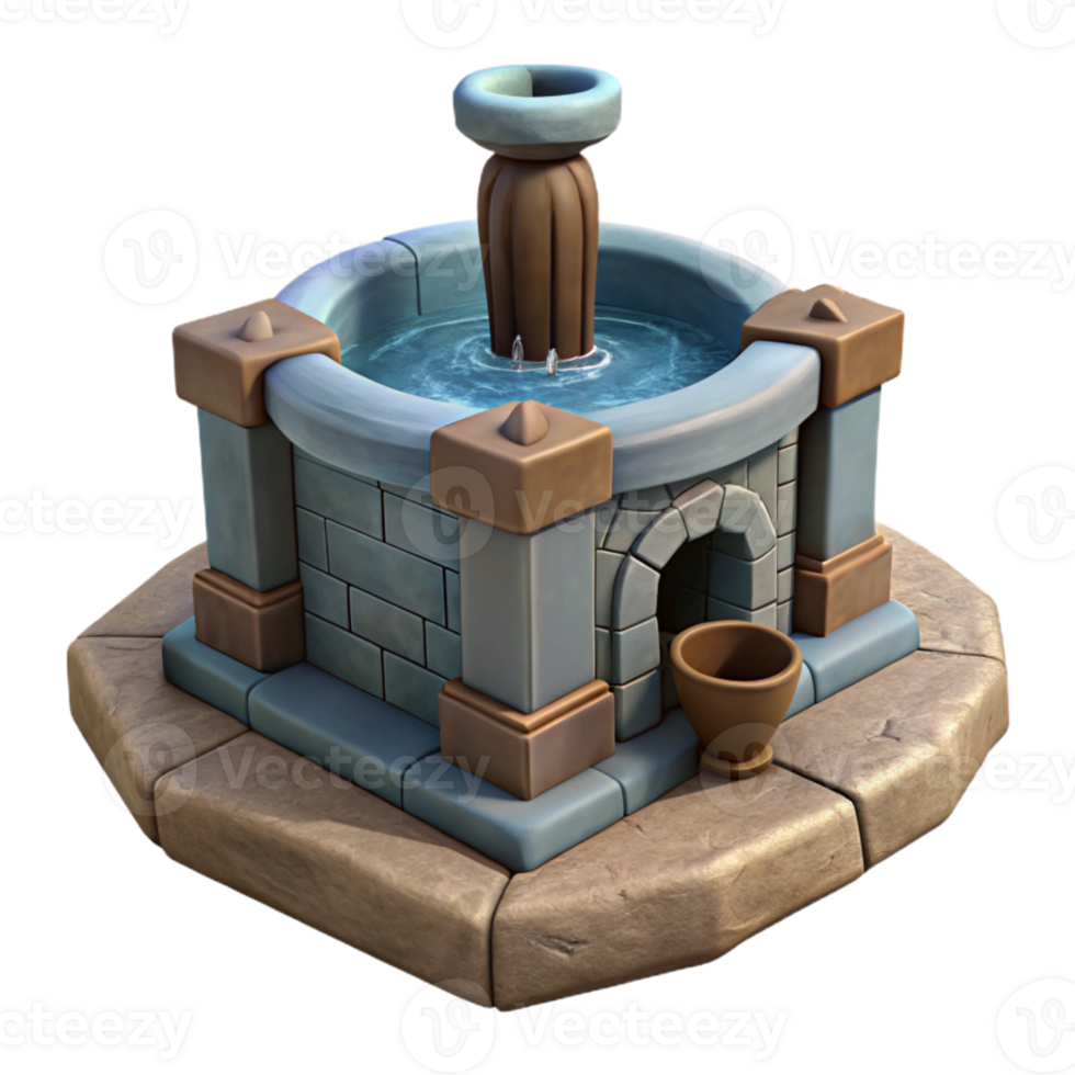 beautiful abstract Stone Fountain with Flowing Water Isolated premium png