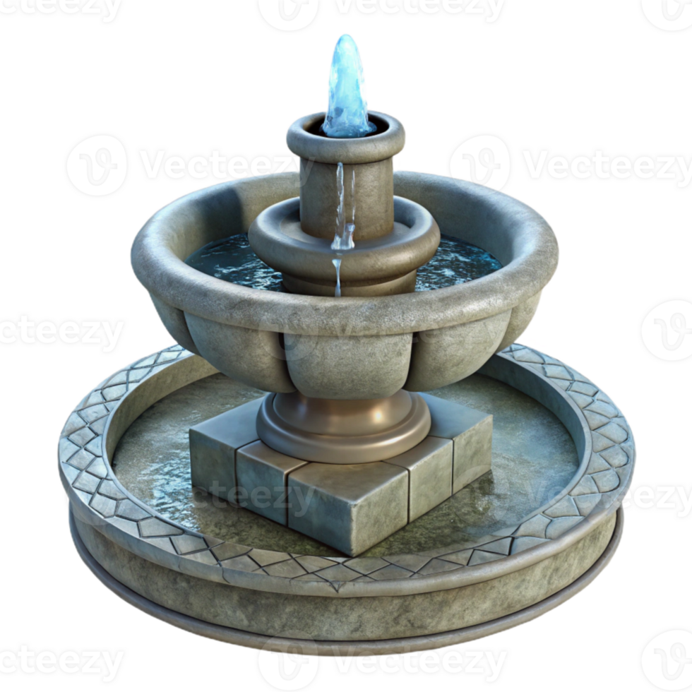 vibrant classic Stone Fountain Water Spray Effect Transparent Element original png