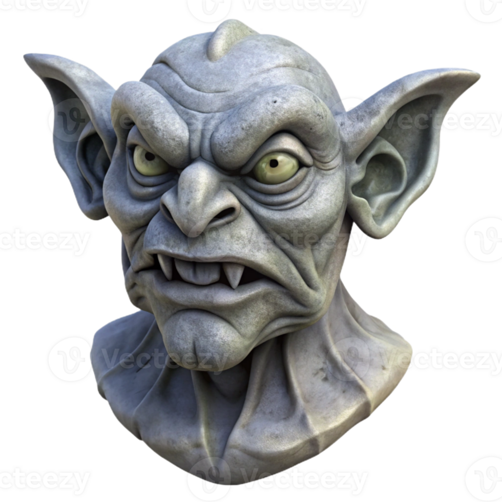 magnificent abstract Stone Gargoyle Head Isolated Grotesque Expression professional png