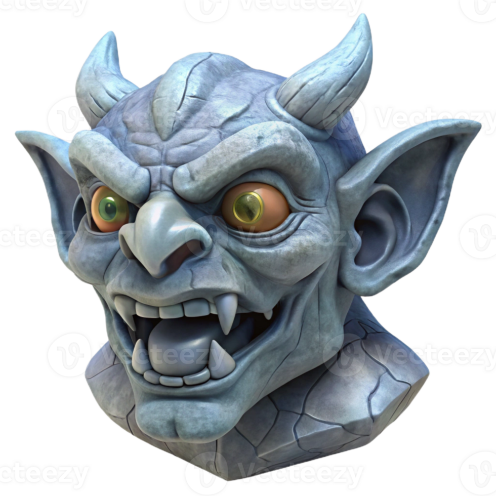 impressive minimalist Stone Gargoyle Head Isolated Grotesque Expression genuine png