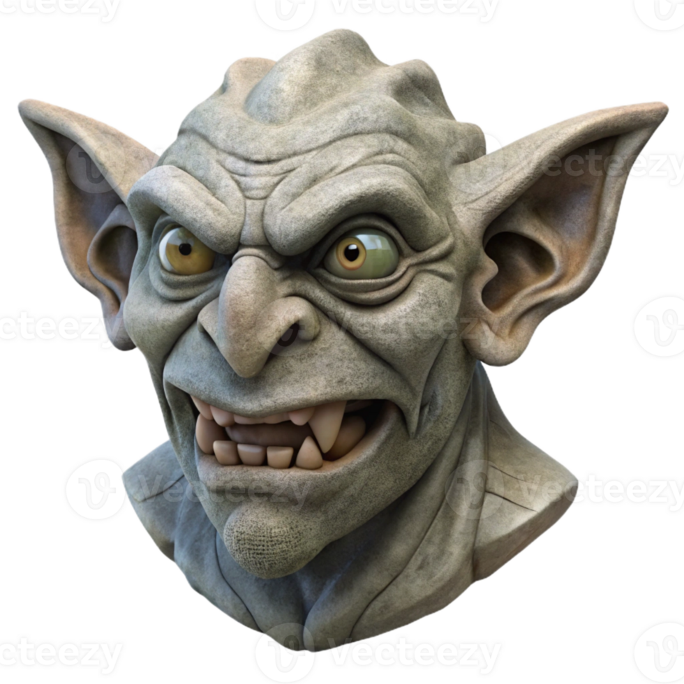 stunning minimalist Stone Gargoyle Head Isolated Grotesque Expression authentic png
