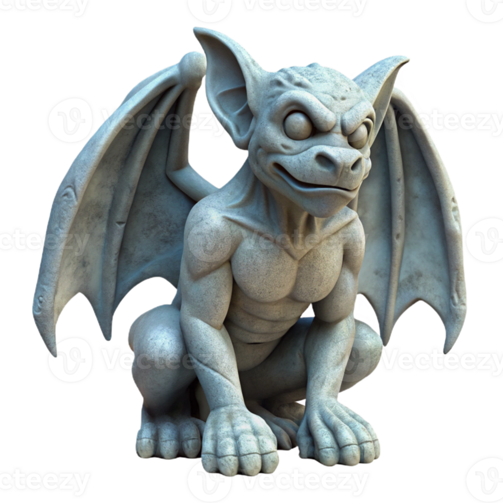 vibrant classic Stone Gargoyle Statue Transparent Background Dramatic Lighting high resolution png