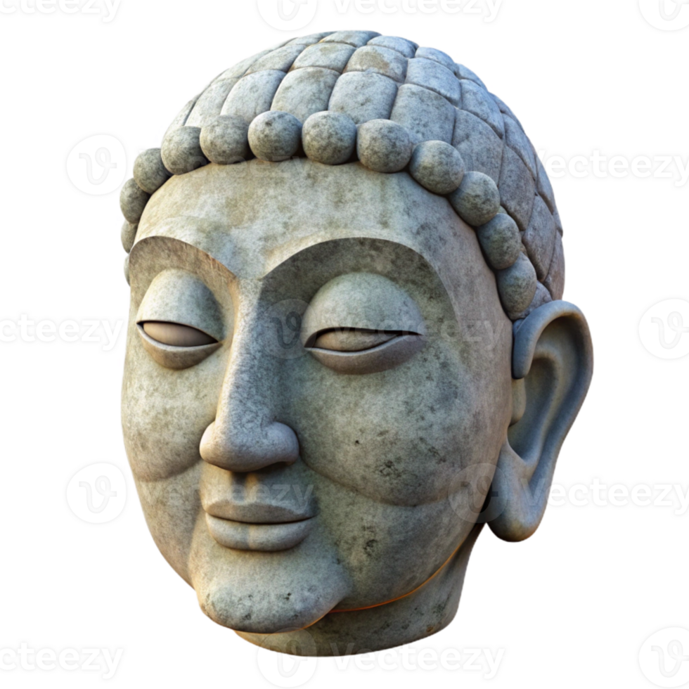 impressive modern Stone Head Sculpture Serene Expression Transparent original png