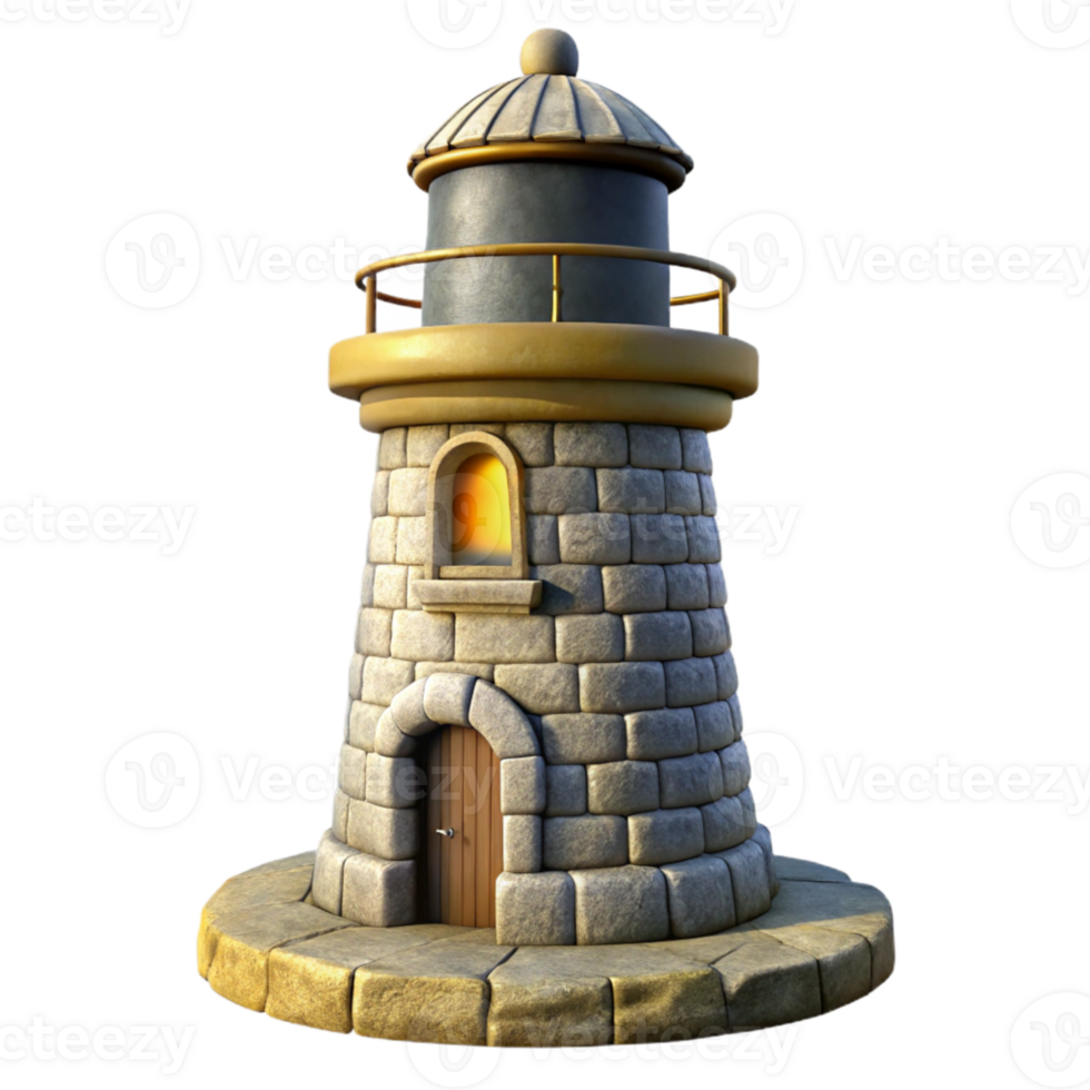 vibrant vintage Stone Lighthouse Dramatic Lighting Isolated high resolution png