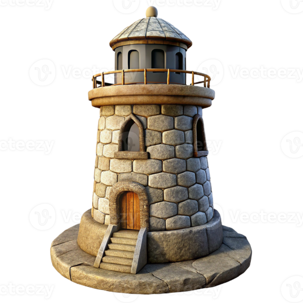 elegant classic Stone Lighthouse Dramatic Lighting Isolated authentic png