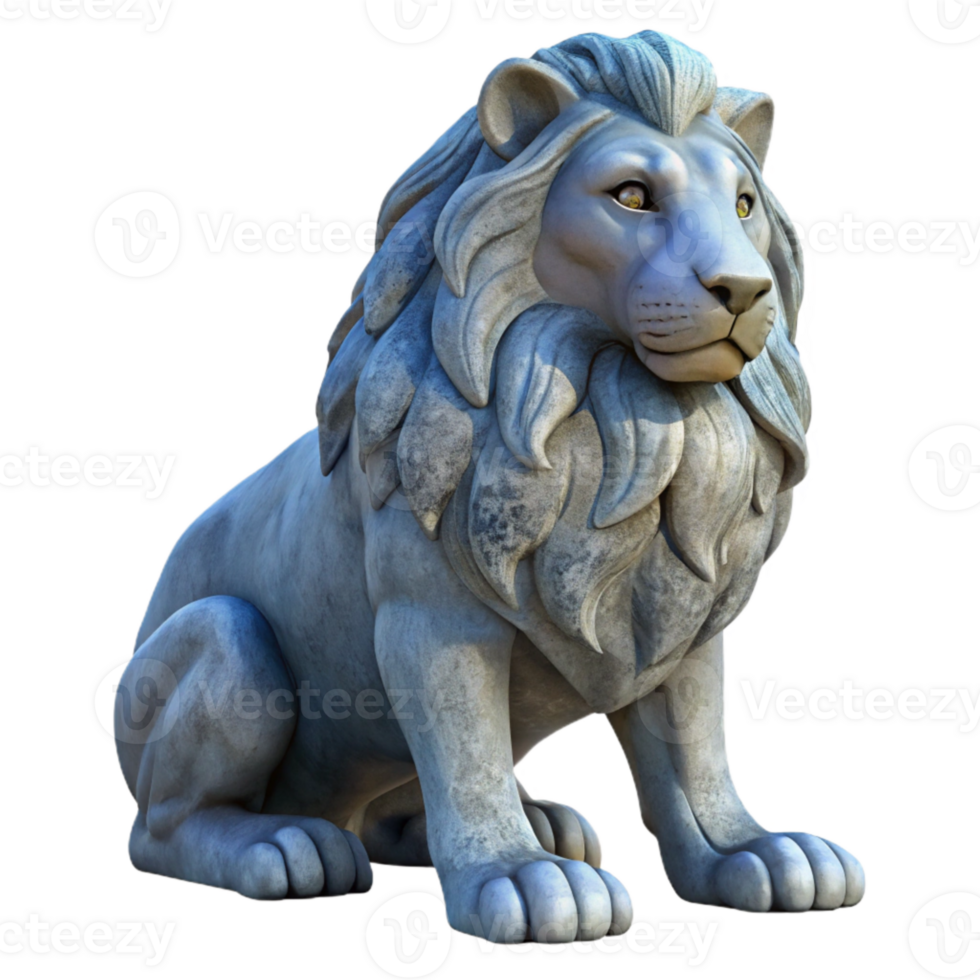 vibrant artistic Stone Lion Statue Majestic Pose Transparent authentic png