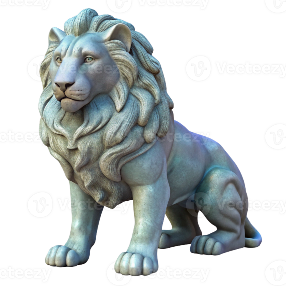 elegant modern Stone Lion Statue Majestic Pose Transparent authentic png
