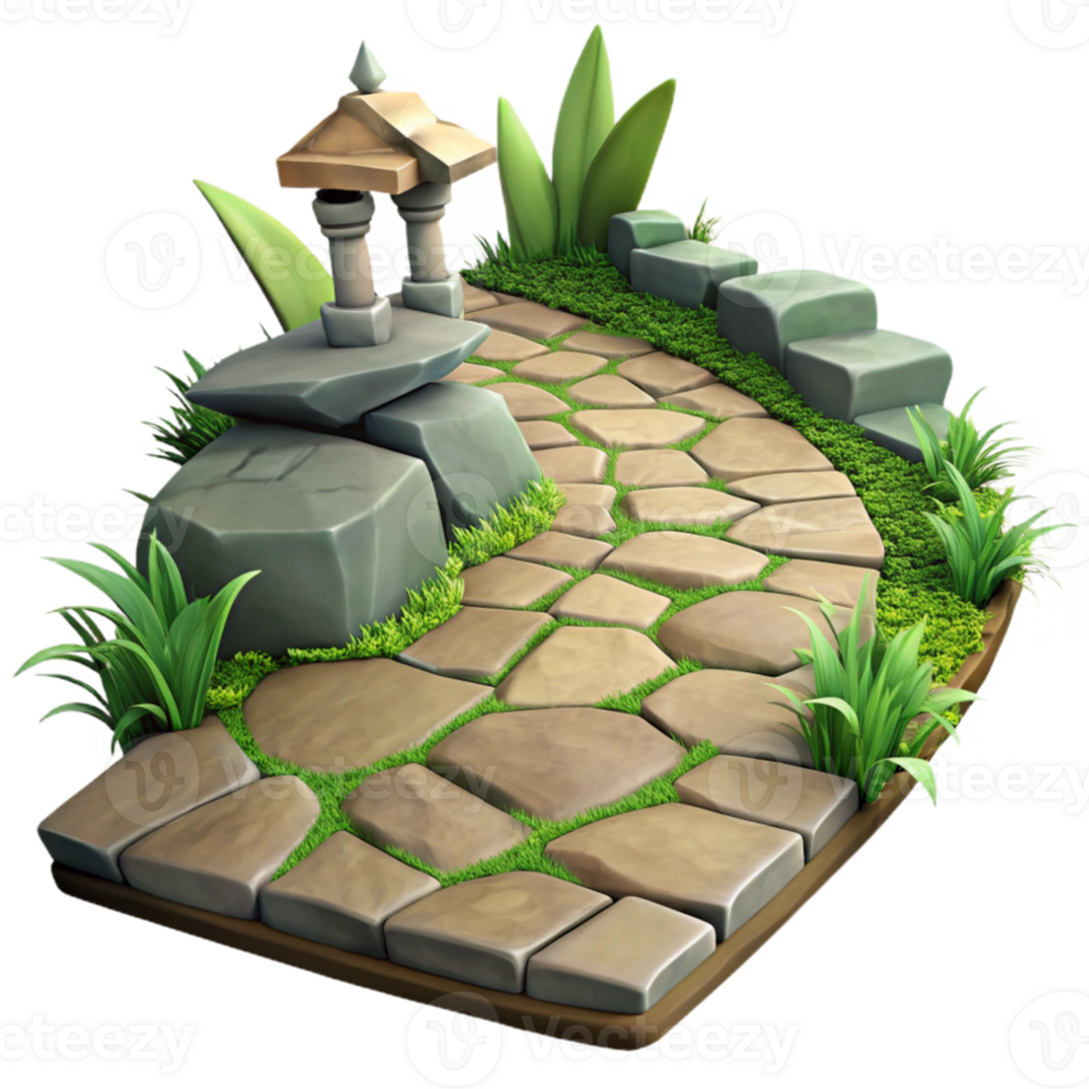 vibrant abstract Stone Pathway in Garden Cutout detailed png
