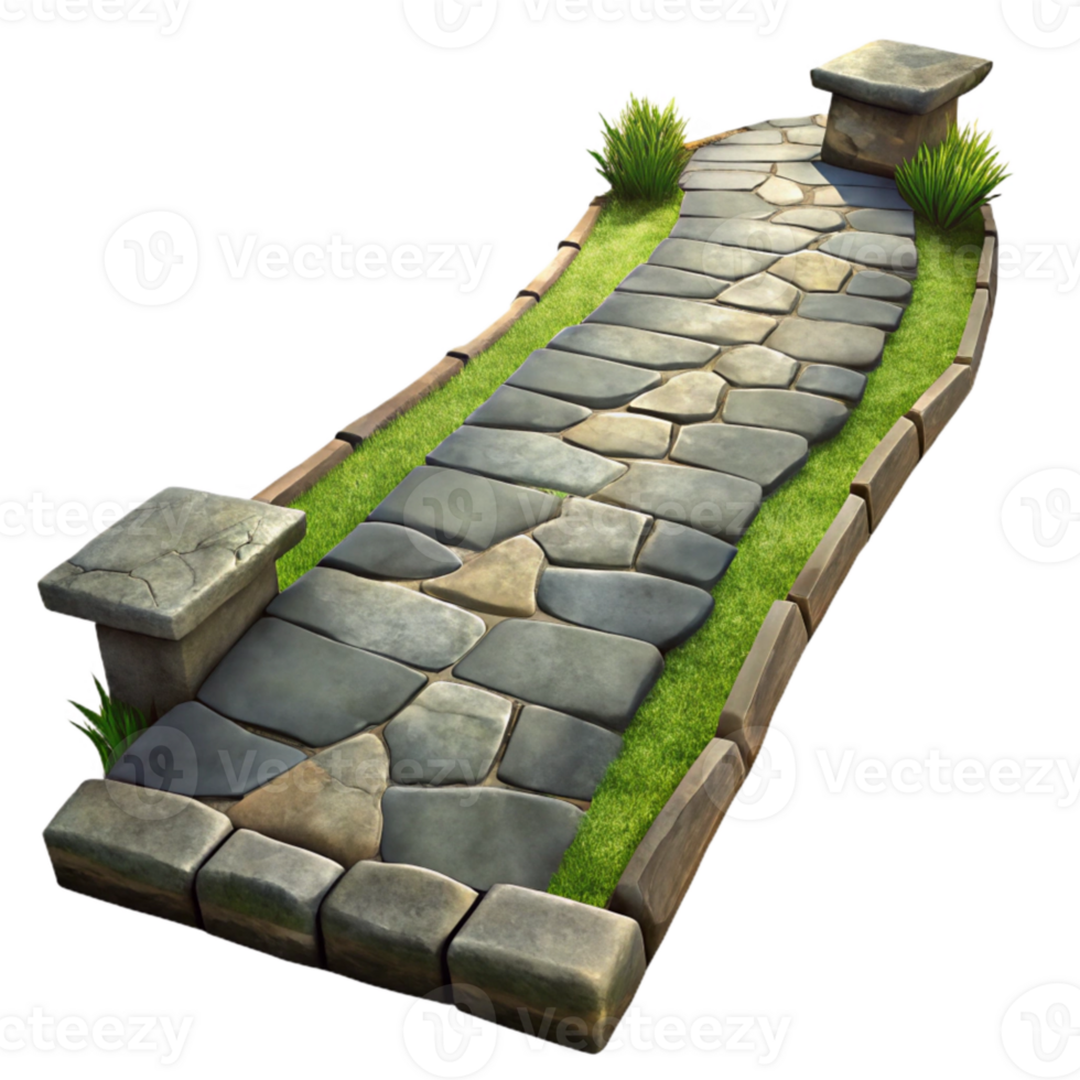 serene minimalist Stone Pathway in Park Isolated Element original png