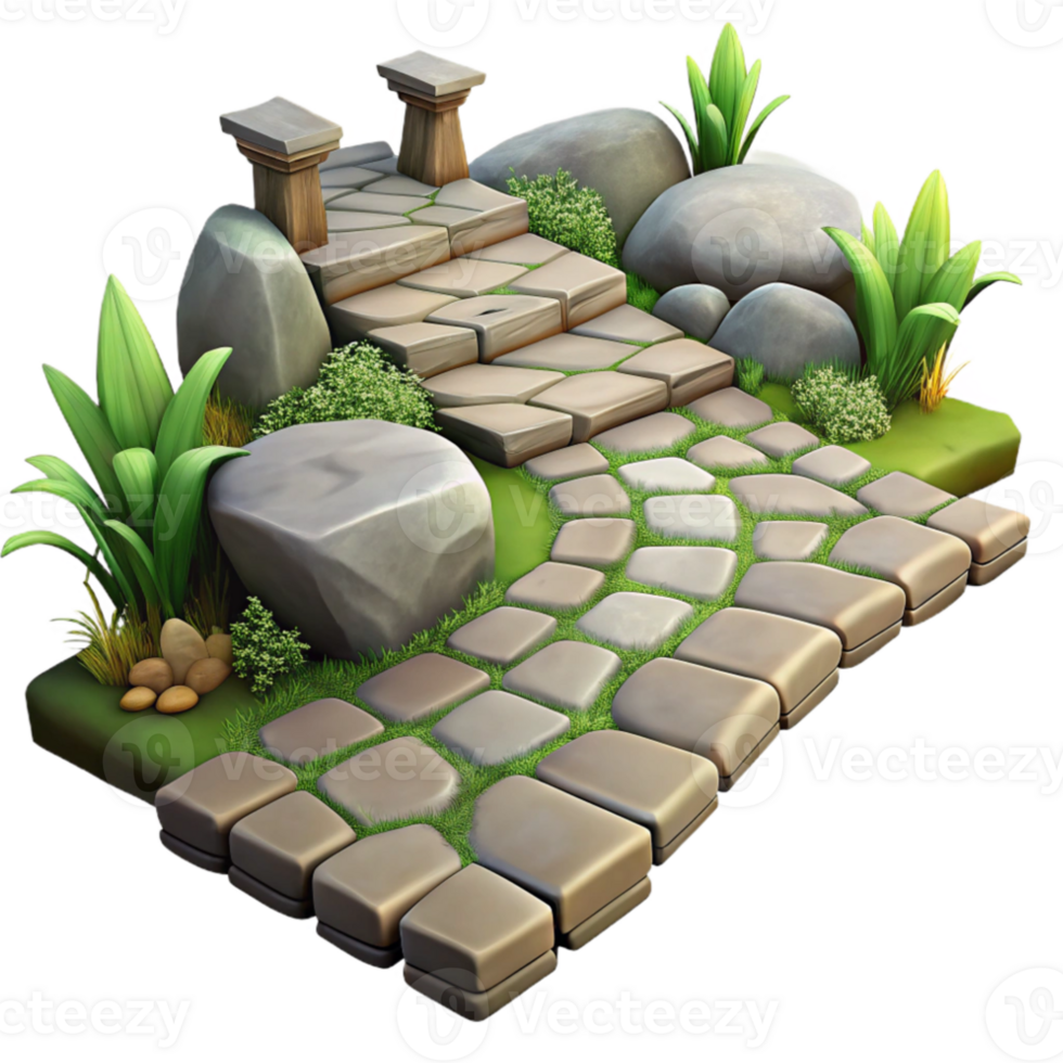 extraordinary creative Stone Pathway in Garden Cutout original png
