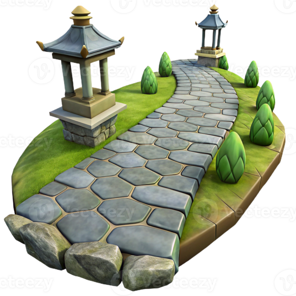 elegant creative Stone Pathway in Park Isolated Element png