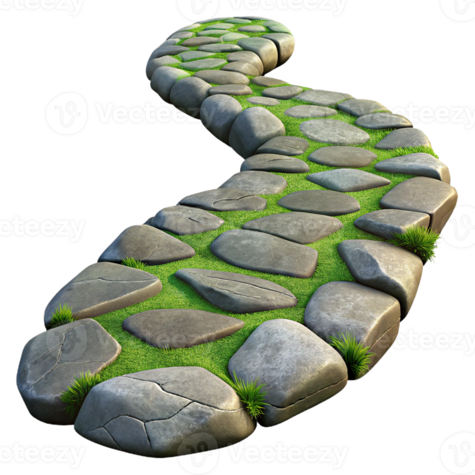 wonderful abstract Stone Pathway Isolated with Grass high quality png